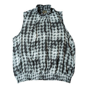 Serenade -Women's Blouse - Size 3XL - Black & Grey Circle Design